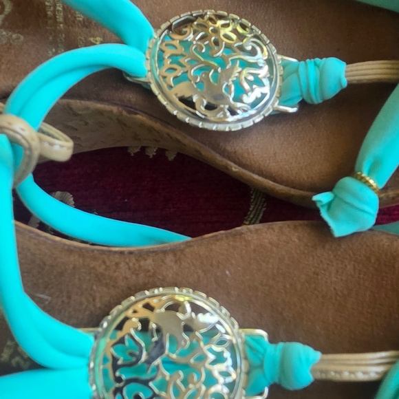 Chula Tulum Teal Interchangeable Ankle Wrap Sandals size 6 - Picture 5 of 15